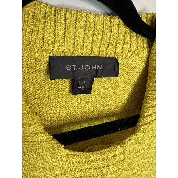 St. John Collection Santana Knit Sweater Blazer Yellow-sz Large - Picture 2 of 8